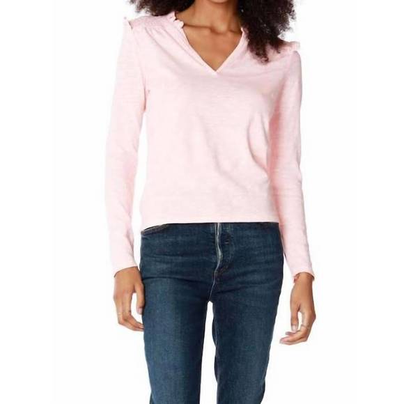 NEW BOBI smocked ruffle top in pink - Picture 1 of 1